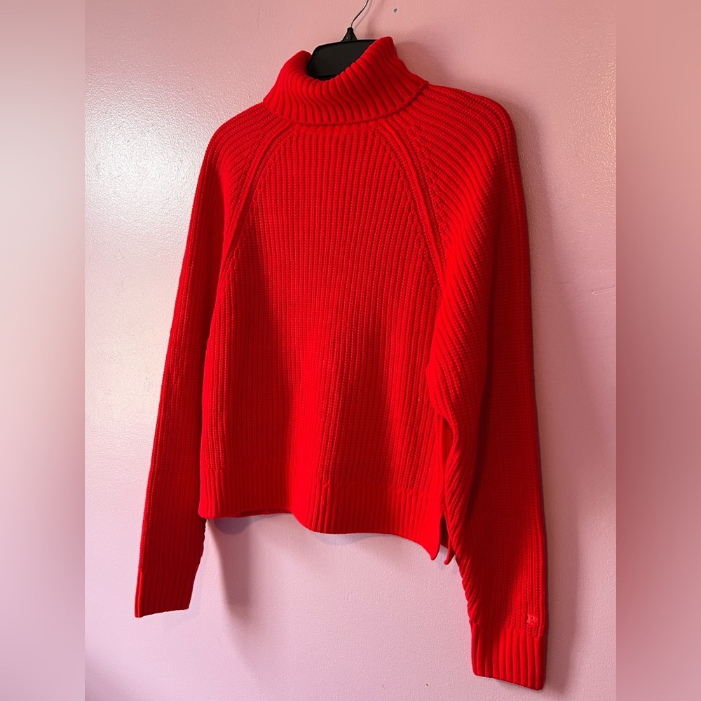 Victoria's Secret Bright Red Ribbed Turtleneck Sweater